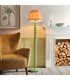 Higgledy Gloss Cotswold Green Paint Floor Lamp with Apricot Orange Fabric Zigzag Shade 35cm E27-2