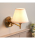 Step Fold Brushed Aged Brass Plate Wall Light with Vintage White Fabric Ivy Shade 16cm B22-2