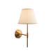 Obelisk T Bar Brushed Aged Brass Plate Wall Light with Vintage White Fabric Ivy Shade 20cm B22-1