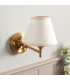Step Fold Brushed Aged Brass Plate Wall Light with Vintage White Fabric Ivy Shade 16cm B22-3