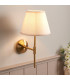 Obelisk T Bar Brushed Aged Brass Plate Wall Light with Vintage White Fabric Ivy Shade 20cm B22-2