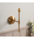 Obelisk T Bar Brushed Aged Brass Plate Wall Light with Vintage White Fabric Ivy Shade 20cm B22-4