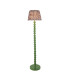 Higgledy Gloss Cotswold Green Paint Floor Lamp with Pearl Grey Fabric Ikat Shade 35cm E27-1