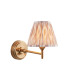 Step Fold Brushed Aged Brass Plate Wall Light with Neutral Print Fabric Ikat Shade 16cm B22-1