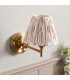 Step Fold Brushed Aged Brass Plate Wall Light with Neutral Print Fabric Ikat Shade 16cm B22-3