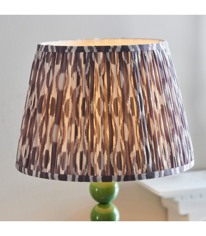 Higgledy Gloss Cotswold Green Paint Floor Lamp with Pearl Grey Fabric Ikat Shade 35cm E27-4