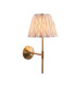 Obelisk T Bar Brushed Aged Brass Plate Wall Light with Neutral Print Fabric Ikat Shade 20cm B22-1