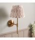 Obelisk T Bar Brushed Aged Brass Plate Wall Light with Neutral Print Fabric Ikat Shade 20cm B22-3