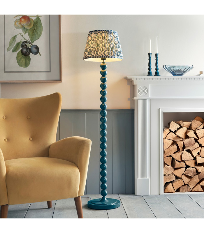 Higgledy Gloss Marlin Blue Paint Floor Lamp with Marlin Blue Fabric Ripple Shade 35cm E27-2