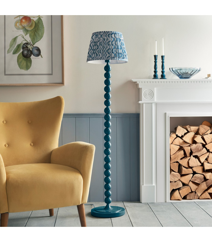 Higgledy Gloss Marlin Blue Paint Floor Lamp with Marlin Blue Fabric Ripple Shade 35cm E27-3