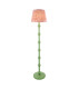 Carnaby Satin Cotswold Green Paint Floor Lamp with Coral Pink Fabric Ripple Shade 35cm B22-1
