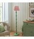 Carnaby Satin Cotswold Green Paint Floor Lamp with Coral Pink Fabric Ripple Shade 35cm B22-3