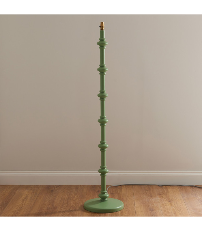 Carnaby Satin Cotswold Green Paint Floor Lamp with Coral Pink Fabric Ripple Shade 35cm B22-4