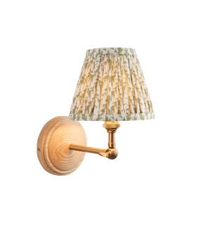 Wood Wing Ash Wood Wall Light with Herb Garden Green Fabric Leaf Shade 16cm B22-1