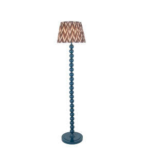Higgledy Gloss Marlin Blue Paint Floor Lamp with Pearl Grey Fabric Zigzag Shade 35cm E27-1