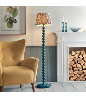 Higgledy Gloss Marlin Blue Paint Floor Lamp with Pearl Grey Fabric Zigzag Shade 35cm E27-2