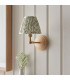 Wood Wing Ash Wood Wall Light with Herb Garden Green Fabric Leaf Shade 16cm B22-3