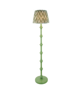 Carnaby Satin Cotswold Green Paint Floor Lamp with Cotswold Green Fabric Zigzag Shade 35cm B22-1