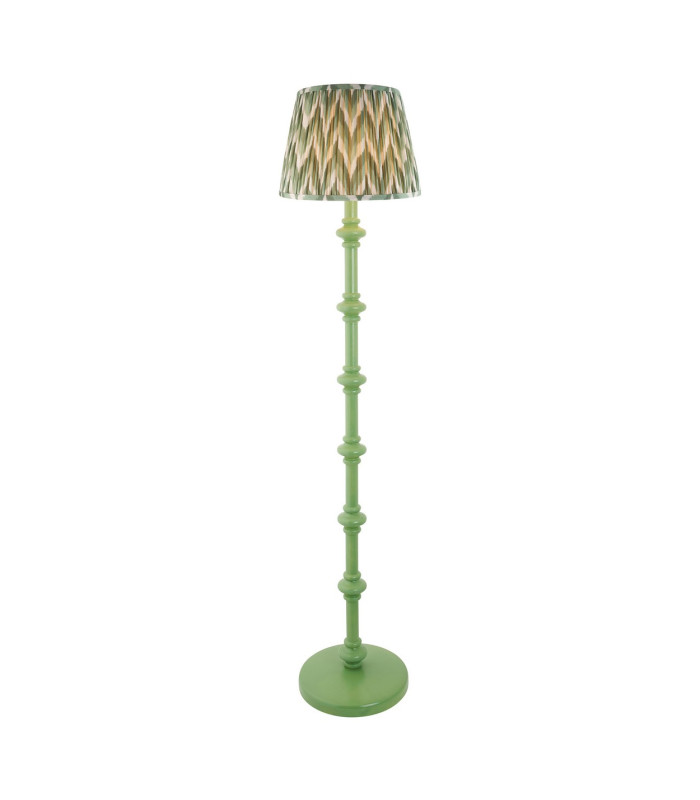 Carnaby Satin Cotswold Green Paint Floor Lamp with Cotswold Green Fabric Zigzag Shade 35cm B22-1