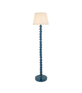Higgledy Gloss Marlin Blue Paint Floor Lamp with Vintage White Fabric Ivy Shade 35cm E27-1