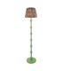 Carnaby Satin Cotswold Green Paint Floor Lamp with Pearl Grey Fabric Ikat Shade 35cm B22-1