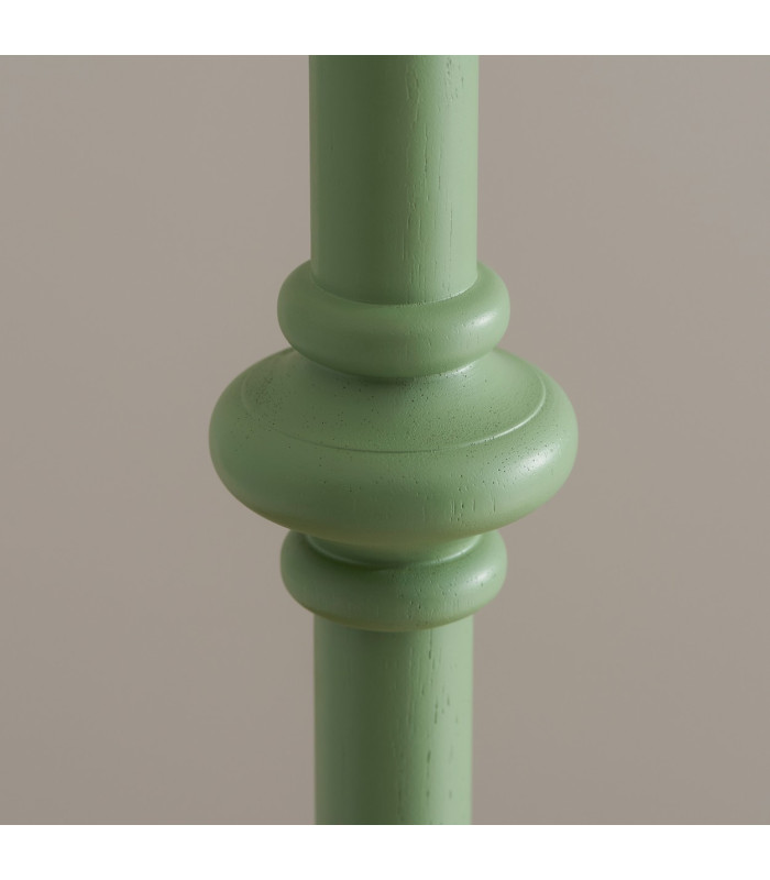 Carnaby Satin Cotswold Green Paint Floor Lamp with Pearl Grey Fabric Ikat Shade 35cm B22-6