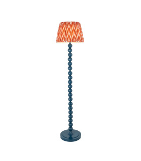 Higgledy Gloss Marlin Blue Paint Floor Lamp with Apricot Orange Fabric Zigzag Shade 35cm E27-1