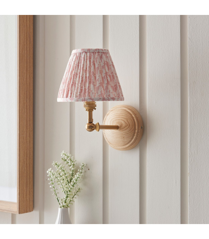 Wood Wing Ash Wood Wall Light with Peachy Keen Fabric Leaf Shade 16cm B22-3