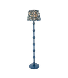 Carnaby Satin Marlin Blue Paint Floor Lamp with Marlin Blue Fabric Ripple Shade 35cm B22-1