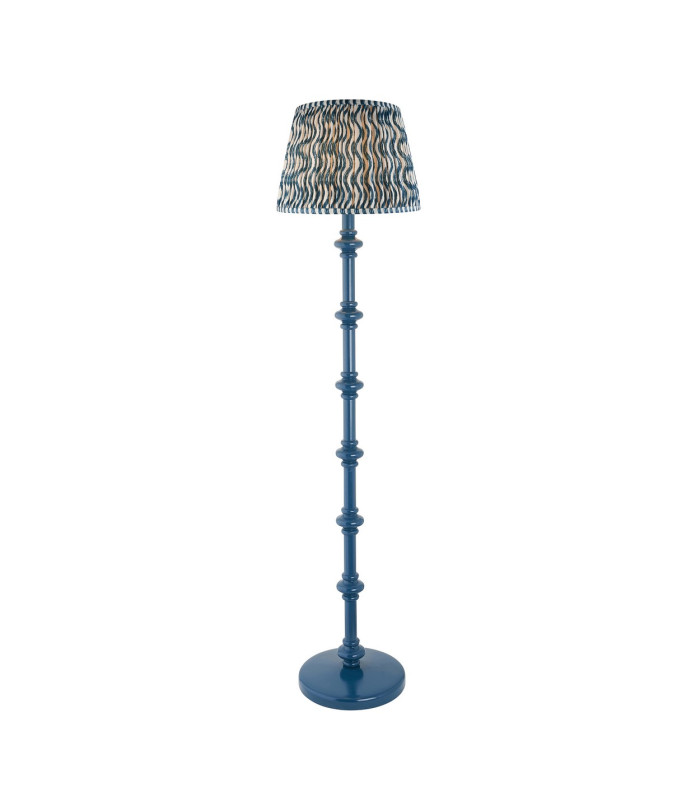 Carnaby Satin Marlin Blue Paint Floor Lamp with Marlin Blue Fabric Ripple Shade 35cm B22-1