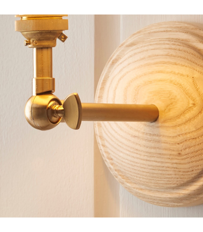 Wood Wing Ash Wood Wall Light with Peachy Keen Fabric Leaf Shade 16cm B22-5