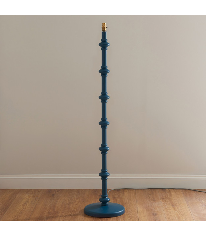 Carnaby Satin Marlin Blue Paint Floor Lamp with Marlin Blue Fabric Ripple Shade 35cm B22-4