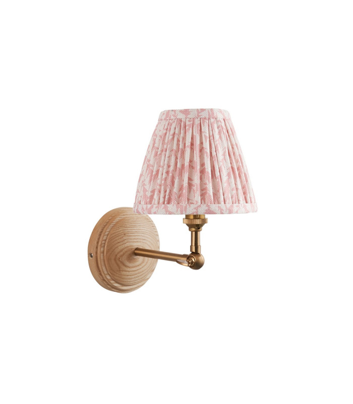 Wood Wing Ash Wood Wall Light with Peachy Keen Fabric Leaf Shade 16cm B22-9