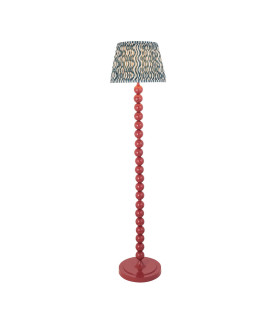 Higgledy Gloss Pink Clay Paint Floor Lamp with Marlin Blue Fabric Ripple Shade 35cm E27-1