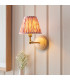 Wood Wing Ash Wood Wall Light with Coral Pink Fabric Ripple Shade 16cm B22-2