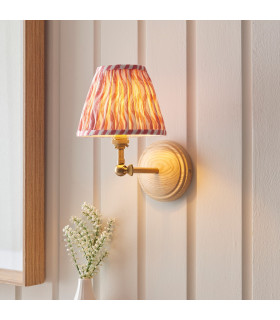 Wood Wing Ash Wood Wall Light with Coral Pink Fabric Ripple Shade 16cm B22-2
