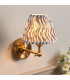 Step Wing Brushed Aged Brass Plate Wall Light with Pearl Grey Fabric Ripple Shade 16cm B22-2
