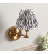 Step Wing Brushed Aged Brass Plate Wall Light with Pearl Grey Fabric Ripple Shade 16cm B22-3