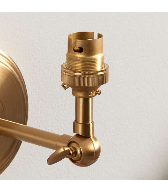 Step Wing Brushed Aged Brass Plate Wall Light with Pearl Grey Fabric Ripple Shade 16cm B22-6