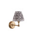 Step Wing Brushed Aged Brass Plate Wall Light with Pearl Grey Fabric Ripple Shade 16cm B22-9