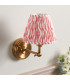 Step Wing Brushed Aged Brass Plate Wall Light with Coral Pink Fabric Ripple Shade 16cm B22-3