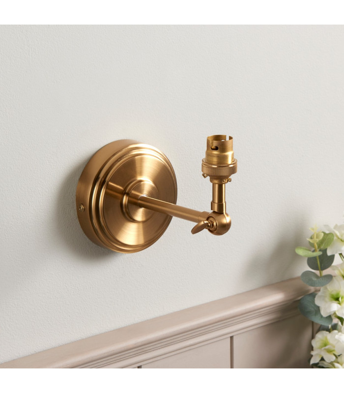 Step Wing Brushed Aged Brass Plate Wall Light with Coral Pink Fabric Ripple Shade 16cm B22-4