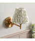 Step Fold Brushed Aged Brass Plate Wall Light with Herb Garden Green Fabric Leaf Shade 16cm B22-3