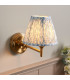 Step Fold Brushed Aged Brass Plate Wall Light with Shell Bay Blue Fabric Leaf Shade 16cm B22-2