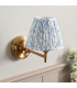 Step Fold Brushed Aged Brass Plate Wall Light with Shell Bay Blue Fabric Leaf Shade 16cm B22-3