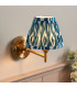 Step Fold Brushed Aged Brass Plate Wall Light with Marlin Blue Fabric Ikat Shade 16cm B22-2