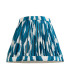 Step Fold Brushed Aged Brass Plate Wall Light with Marlin Blue Fabric Ikat Shade 16cm B22-9
