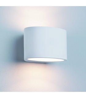 Gypsum 1 Light Up & Down Wall Light Paintable Oval White Plaster G9_Main