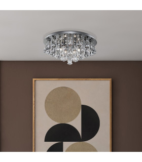 Hanna 6 Light Ceiling Semi Flush Light Chrome with Crystals G9_Room