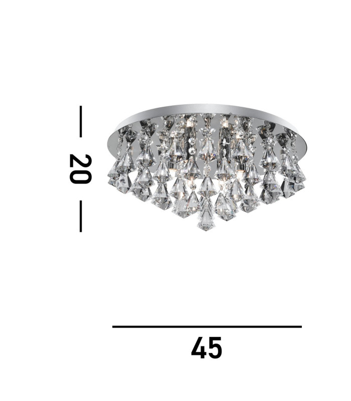 Hanna 6 Light Ceiling Semi Flush Light Chrome with Crystals G9_Line
